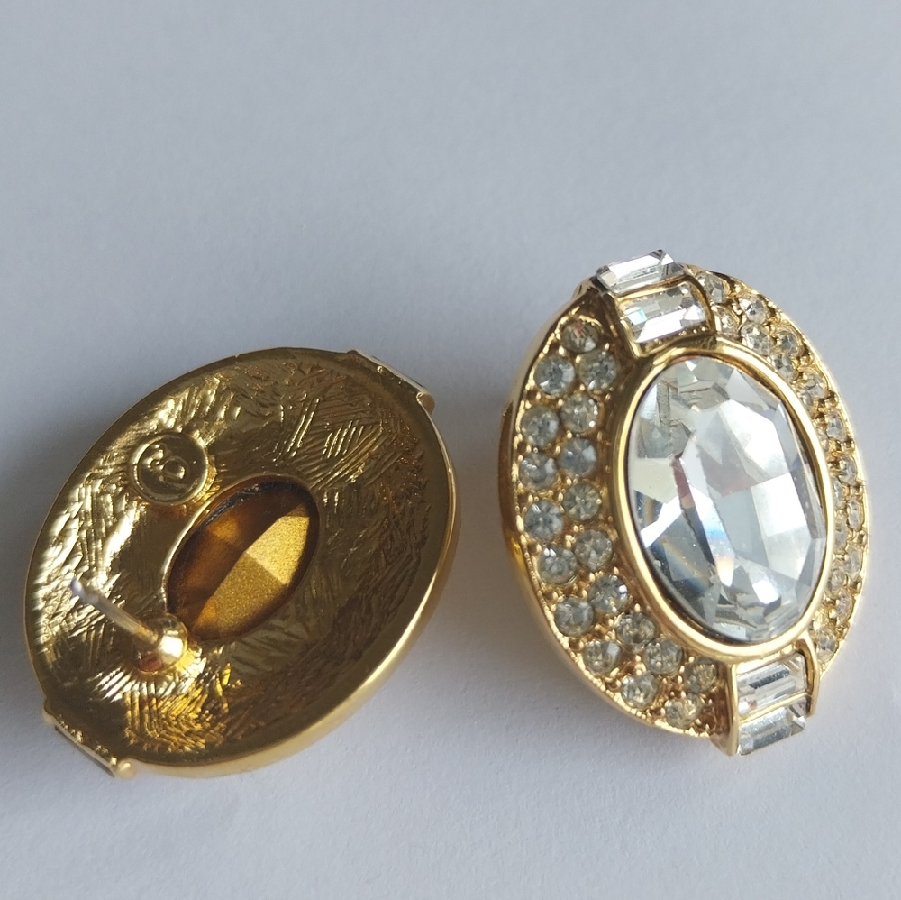 Oscar De La Renta Elegant Gold Crystal Earrings - Picture 15 of 15